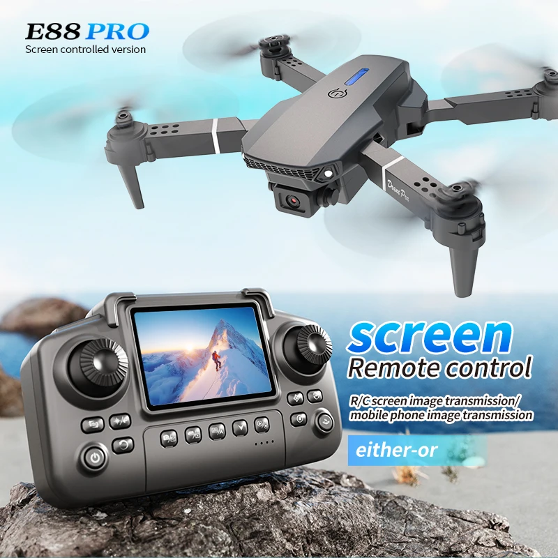 Drone Rc E88 Pro - Drone E88 PRO com tela, câmera