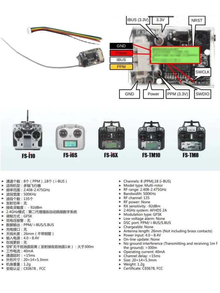 Receptor Mini Flysky FS-8A 8CH - Drone Tech Rc avaliação e preço