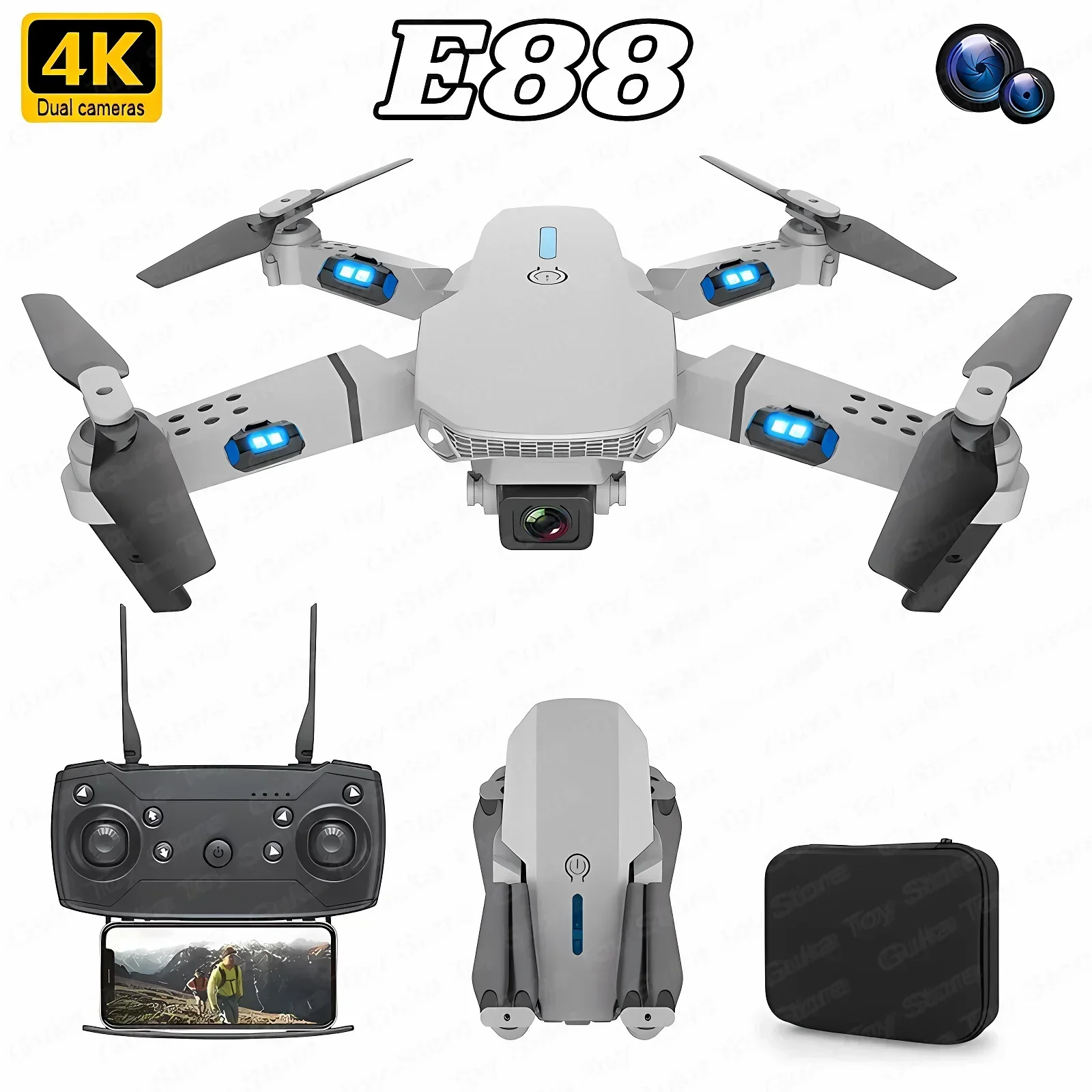 E88 pro wifi fpv drone grande  - Rc Drone E88 avaliação e preço
