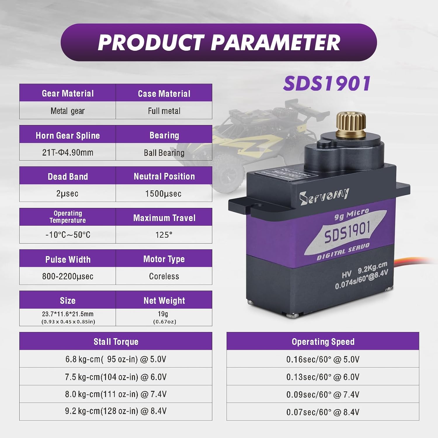 SERVOMY-SDS1901 Digital 9G Mic - Rc Car Servo avaliação e preço