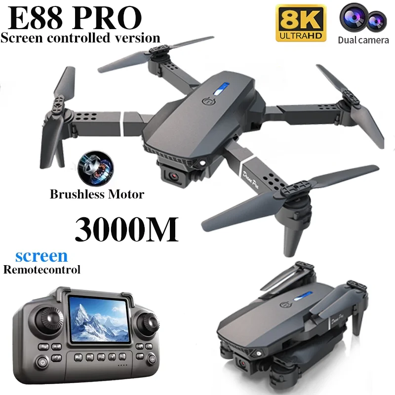 Drone E88 PRO com tela, câmera - Drone Rc E88 Pro avaliação e preço